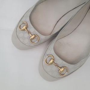 Gucci Leather Monogram Flats Shoes Size 35